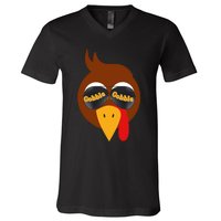 Gobble Funny Cute Turkey Face Cute Turkey Family Thanksgiving Thanksgivings V-Neck T-Shirt