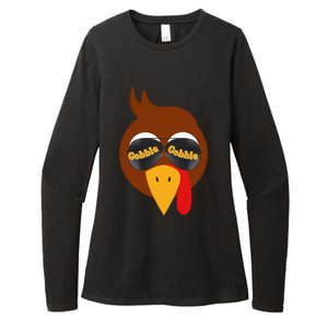 Gobble Funny Cute Turkey Face Cute Turkey Family Thanksgiving Thanksgivings Womens CVC Long Sleeve Shirt