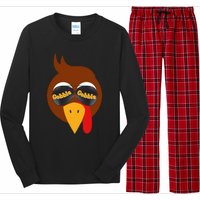 Gobble Funny Cute Turkey Face Cute Turkey Family Thanksgiving Thanksgivings Long Sleeve Pajama Set