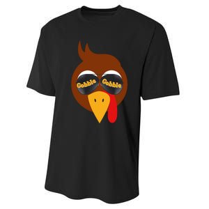 Gobble Funny Cute Turkey Face Cute Turkey Family Thanksgiving Thanksgivings Performance Sprint T-Shirt