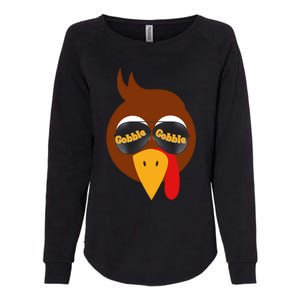 Gobble Funny Cute Turkey Face Cute Turkey Family Thanksgiving Thanksgivings Womens California Wash Sweatshirt