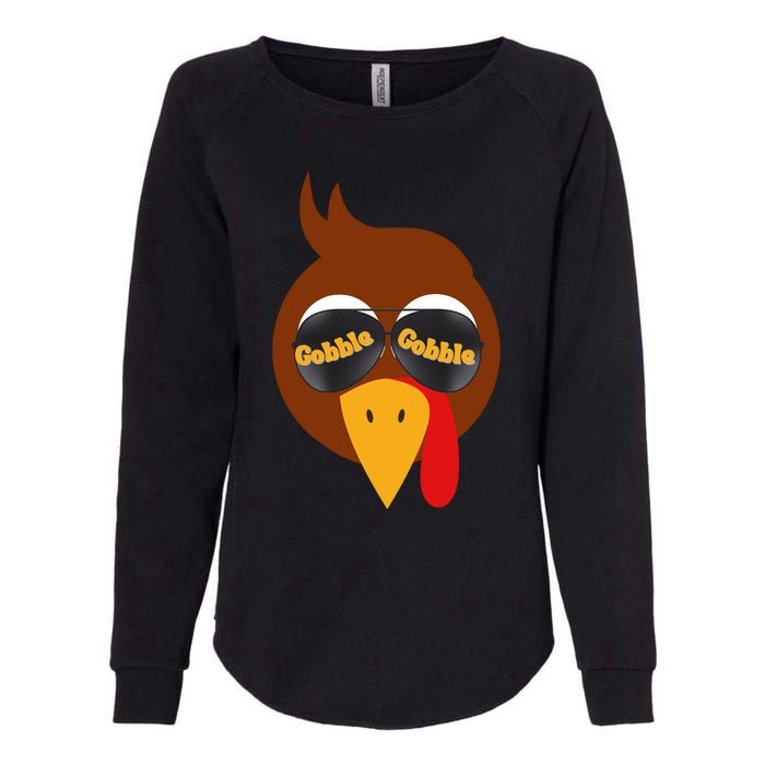 Gobble Funny Cute Turkey Face Cute Turkey Family Thanksgiving Thanksgivings Womens California Wash Sweatshirt