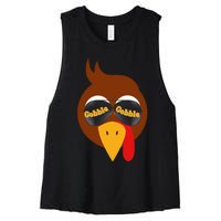 Gobble Funny Cute Turkey Face Cute Turkey Family Thanksgiving Thanksgivings Women's Racerback Cropped Tank