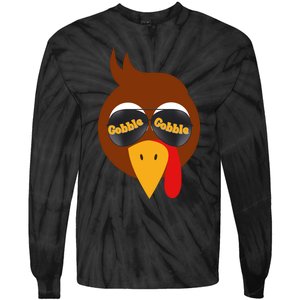 Gobble Funny Cute Turkey Face Cute Turkey Family Thanksgiving Thanksgivings Tie-Dye Long Sleeve Shirt