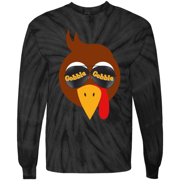 Gobble Funny Cute Turkey Face Cute Turkey Family Thanksgiving Thanksgivings Tie-Dye Long Sleeve Shirt