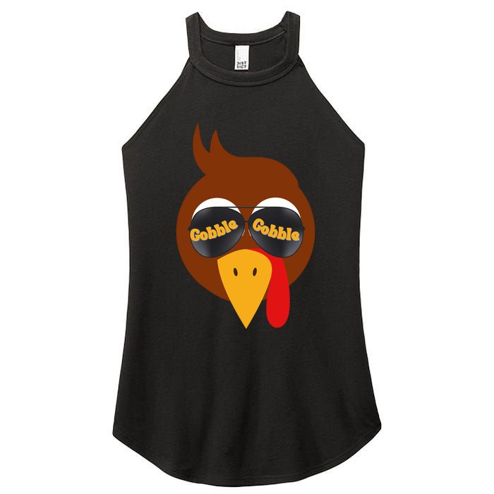 Gobble Funny Cute Turkey Face Cute Turkey Family Thanksgiving Thanksgivings Women's Perfect Tri Rocker Tank