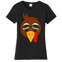 Gobble Funny Cute Turkey Face Cute Turkey Family Thanksgiving Thanksgivings Women's T-Shirt