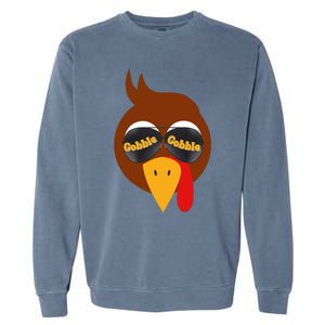 Gobble Funny Cute Turkey Face Cute Turkey Family Thanksgiving Thanksgivings Garment-Dyed Sweatshirt