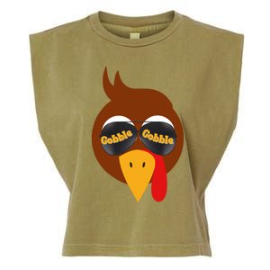 Gobble Funny Cute Turkey Face Cute Turkey Family Thanksgiving Thanksgivings Garment-Dyed Women's Muscle Tee