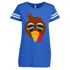 Gobble Funny Cute Turkey Face Cute Turkey Family Thanksgiving Thanksgivings Enza Ladies Jersey Football T-Shirt