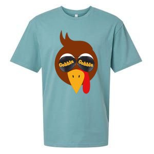 Gobble Funny Cute Turkey Face Cute Turkey Family Thanksgiving Thanksgivings Sueded Cloud Jersey T-Shirt