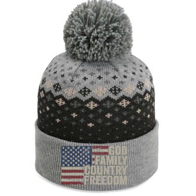 God Family Country Freedom Great Gift 4th July Usa Flag Christian Meaningful Gif The Baniff Cuffed Pom Beanie