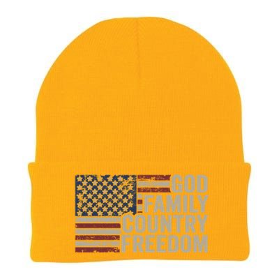 God Family Country Freedom Great Gift 4th July Usa Flag Christian Meaningful Gif Knit Cap Winter Beanie