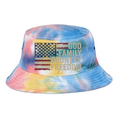 God Family Country Freedom Great Gift 4th July Usa Flag Christian Meaningful Gif Tie Dye Newport Bucket Hat