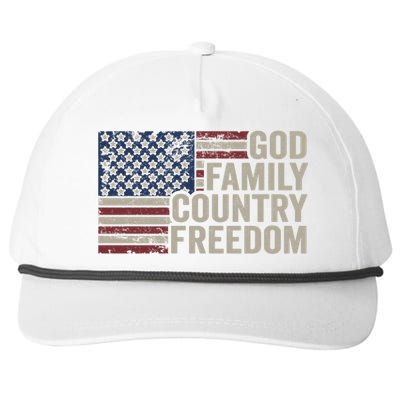 God Family Country Freedom Great Gift 4th July Usa Flag Christian Meaningful Gif Snapback Five-Panel Rope Hat