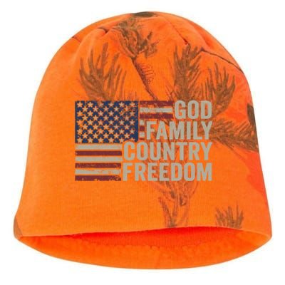 God Family Country Freedom Great Gift 4th July Usa Flag Christian Meaningful Gif Kati - Camo Knit Beanie