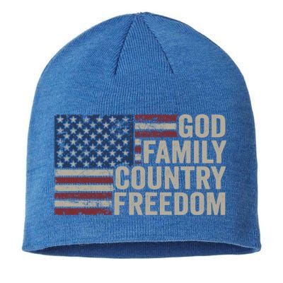 God Family Country Freedom Great Gift 4th July Usa Flag Christian Meaningful Gif Sustainable Beanie