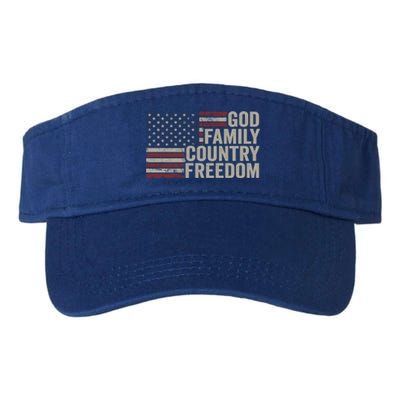 God Family Country Freedom Great Gift 4th July Usa Flag Christian Meaningful Gif Valucap Bio-Washed Visor