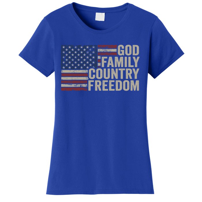 God Family Country Freedom Great Gift 4th July Usa Flag Christian Meaningful Gif Women's T-Shirt