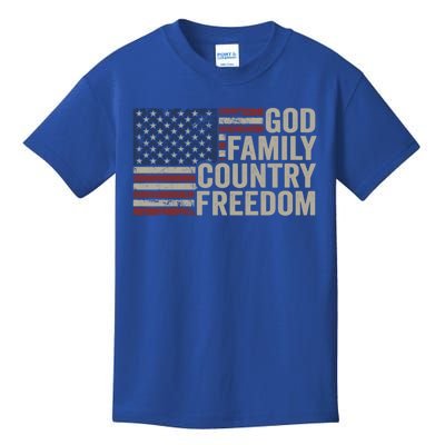 God Family Country Freedom Great Gift 4th July Usa Flag Christian Meaningful Gif Kids T-Shirt