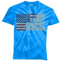 God Family Country Freedom Great Gift 4th July Usa Flag Christian Meaningful Gif Kids Tie-Dye T-Shirt