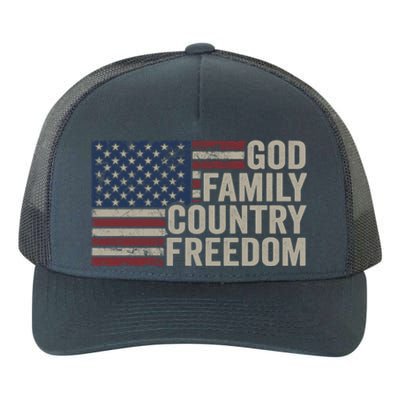 God Family Country Freedom Great Gift 4th July Usa Flag Christian Meaningful Gif Yupoong Adult 5-Panel Trucker Hat