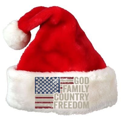 God Family Country Freedom Great Gift 4th July Usa Flag Christian Meaningful Gif Premium Christmas Santa Hat