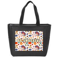 Gobble Funny Cute Turkey Face Cute Turkey Family Thanksgiving Thanksgivings Zip Tote Bag