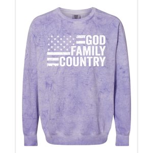 God Family Country Gift Usa Patriotic Christian American Flag Funny Gift Colorblast Crewneck Sweatshirt