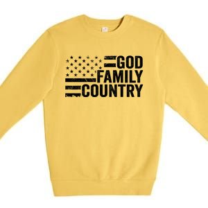 God Family Country Gift Usa Patriotic Christian American Flag Funny Gift Premium Crewneck Sweatshirt