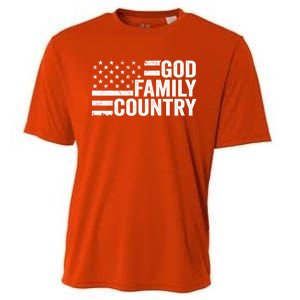 God Family Country Gift Usa Patriotic Christian American Flag Funny Gift Cooling Performance Crew T-Shirt