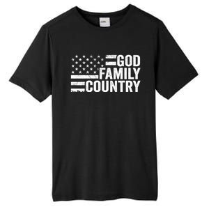 God Family Country Gift Usa Patriotic Christian American Flag Funny Gift Tall Fusion ChromaSoft Performance T-Shirt