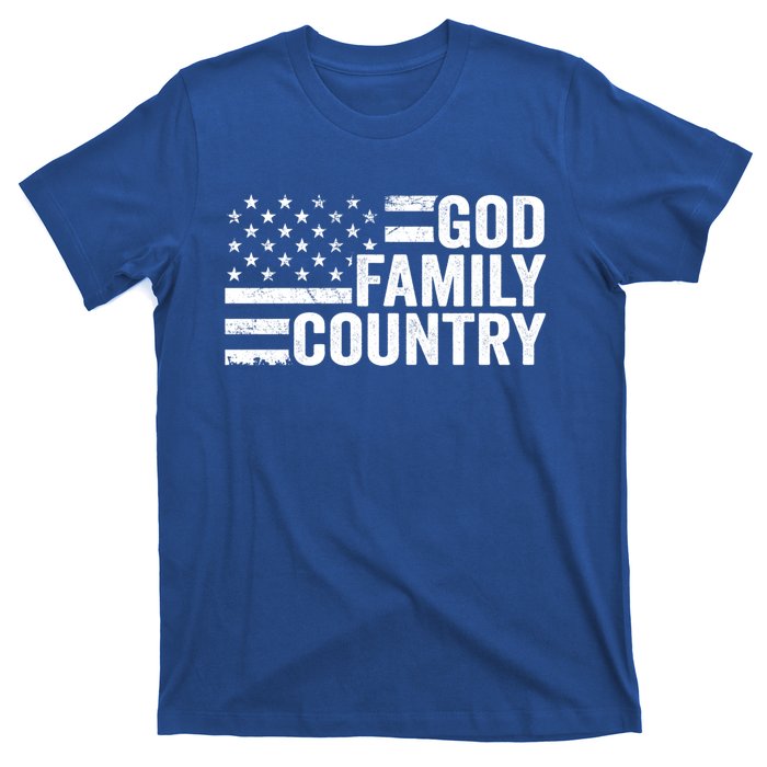 God Family Country Gift Usa Patriotic Christian American Flag Funny Gift T-Shirt