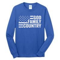 God Family Country Gift Usa Patriotic Christian American Flag Funny Gift Tall Long Sleeve T-Shirt