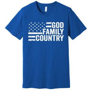 God Family Country Gift Usa Patriotic Christian American Flag Funny Gift Premium T-Shirt