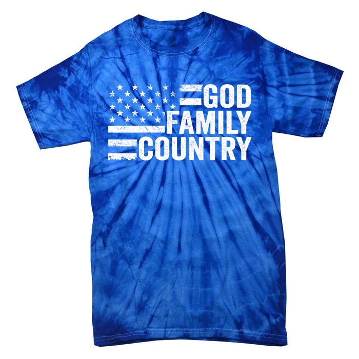 God Family Country Gift Usa Patriotic Christian American Flag Funny Gift Tie-Dye T-Shirt