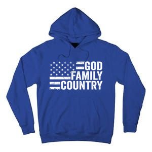 God Family Country Gift Usa Patriotic Christian American Flag Funny Gift Tall Hoodie