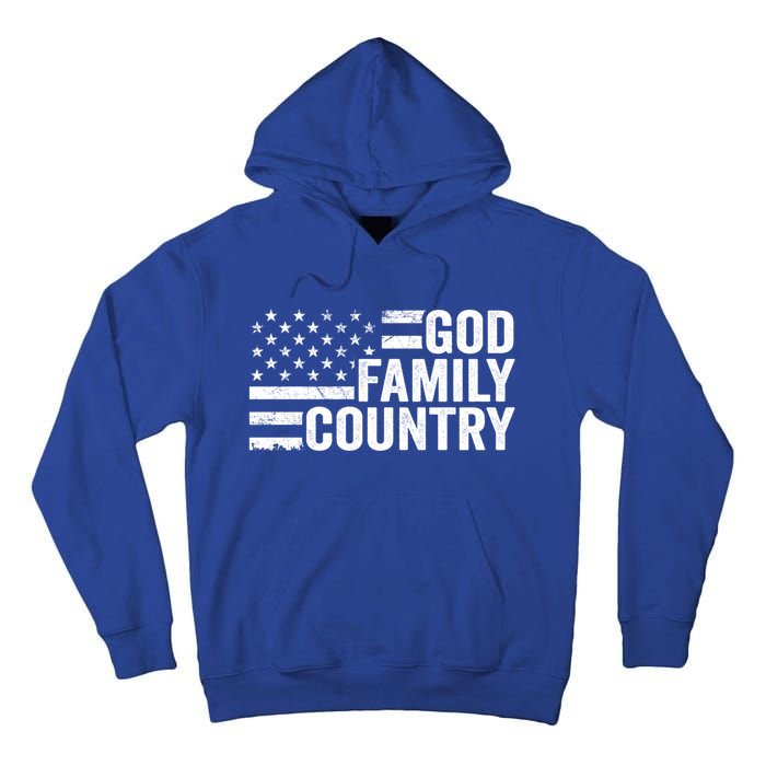 God Family Country Gift Usa Patriotic Christian American Flag Funny Gift Tall Hoodie