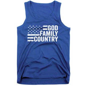 God Family Country Gift Usa Patriotic Christian American Flag Funny Gift Tank Top