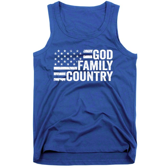 God Family Country Gift Usa Patriotic Christian American Flag Funny Gift Tank Top