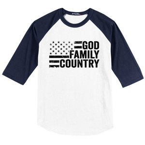 God Family Country Gift Usa Patriotic Christian American Flag Funny Gift Baseball Sleeve Shirt