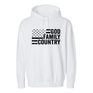 God Family Country Gift Usa Patriotic Christian American Flag Funny Gift Garment-Dyed Fleece Hoodie