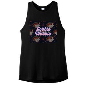 Gobble Funny Cute Turkey Face Cute Turkey Family Thanksgiving Thanksgivings Ladies PosiCharge Tri-Blend Wicking Tank