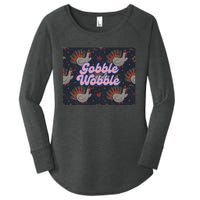 Gobble Funny Cute Turkey Face Cute Turkey Family Thanksgiving Thanksgivings Women's Perfect Tri Tunic Long Sleeve Shirt