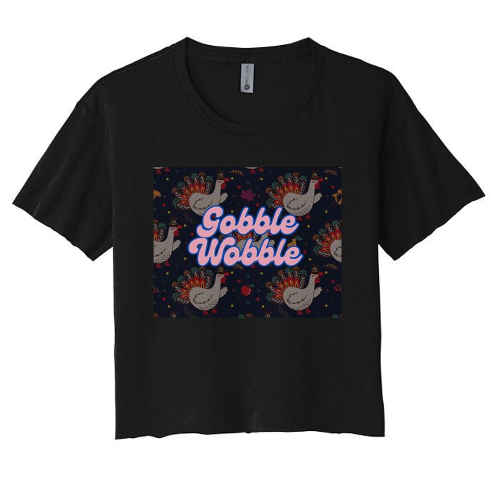 Gobble Funny Cute Turkey Face Cute Turkey Family Thanksgiving Thanksgivings Women's Crop Top Tee