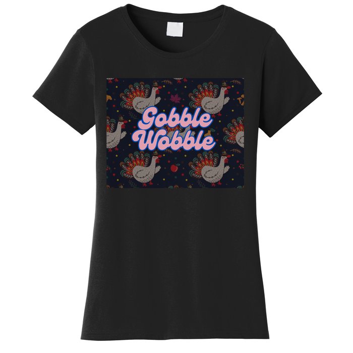 Gobble Funny Cute Turkey Face Cute Turkey Family Thanksgiving Thanksgivings Women's T-Shirt