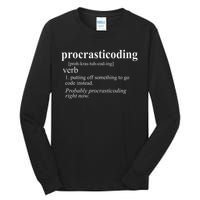Gifts For Coders Procrasticoding Computer Funny Coding Tall Long Sleeve T-Shirt