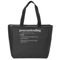 Gifts For Coders Procrasticoding Computer Funny Coding Zip Tote Bag