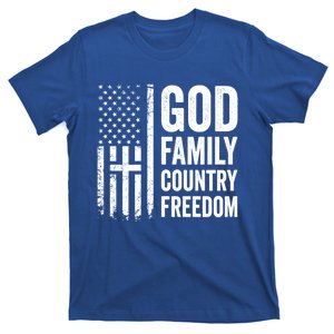 God Family Country Freedom Gift Christian Usa Flag Cross Cute Gift T-Shirt