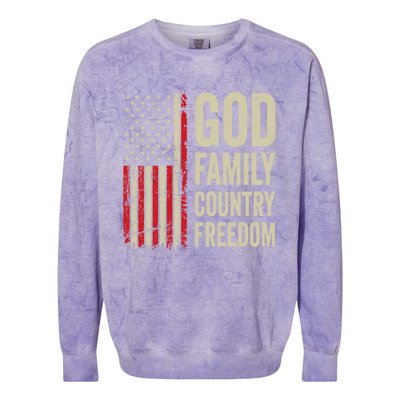 God Family Country Freedom Gift Patriotic Usa Flag Gift Colorblast Crewneck Sweatshirt